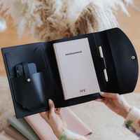 Organizador de Portafolio de Cuero RR, Porta Cuadernos, Organizador de Viaje para Mujer, Funda para Agenda, Papelería, Regalo, Funda para Teléfono