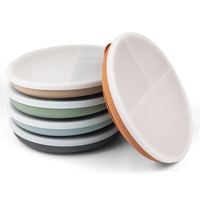 Assiette en Silicone de qualité alimentaire pour enfants avec couvercle en Silicone pour bébé