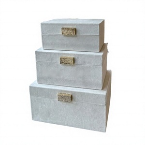 Luxury Classic Glossy Wood Jewelry Box <b>with</b> Gold Metal Handle Set 3 <b>Storage</b> Boxes Easy to Clean 21x14x8cm - Product Image 1