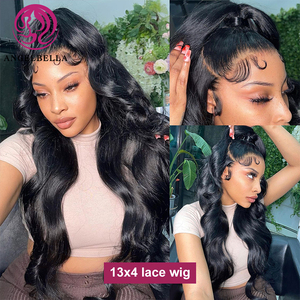 Angelbella 13x4 Body Wave Hd Lace Frontal <span class=keywords><strong>Perruque</strong></span> Vente en gros <span class=keywords><strong>Perruque</strong></span> de cheveux humains 13x6 Cheveux bruts brésiliens Hd Lace Perruques pour femmes noires - Product Image 3