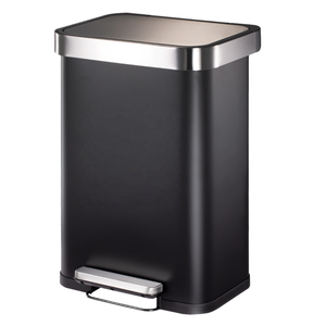 Cubo de Basura Moderno de Acero Inoxidable Negro con Pedal, Cuadrado, para Baño, Cocina u Oficina, con Tapa de Cierre Suave - Product Image 2