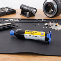 HH-6703 3703 (190024) Adhésif UV flexible haute résistance pour la fixation de lentilles d'appareil photo en verre, plastique et métal