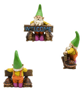 Polyresin souriant grand-père <span class=keywords><strong>jardin</strong></span> nain tenant une pancarte <span class=keywords><strong>de</strong></span> bienvenue - Product Image 5