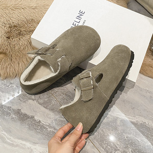Custom Logo Boston Slippers Women Big Size Wooden Mule <b>Clogs</b> Comfortable Cork Soft Genuine Leather EVA Flat All Seasons Rubber - Product Image 4