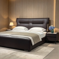Ensemble de meubles de chambre à coucher modernes, cadre de lit en cuir, tête de lit, sommier à lattes en bois, taille King et Queen, adapté à la maison, à l'appartement et à l'hôtel