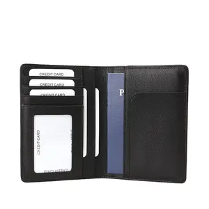 Porta-passaporte de couro, design de moda, feito em tecido, combinado, couro genuíno, rfid, bloqueio de passaporte, capa