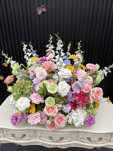 Arreglo Floral Personalizado para Boda de Primavera, Camino de Flores Artificiales con Rosas Rosadas Claras e Hortensias Verdes para Decoración de Fiestas - Product Image 6