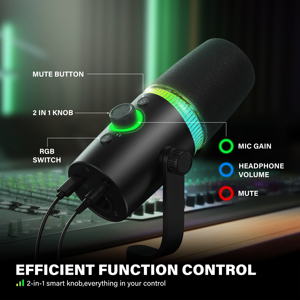 Micrófono Dinámico XLR USB-C con Iluminación RGB y Cancelación <span class=keywords><strong>de</strong></span> Ruido <span class=keywords><strong>para</strong></span> Grabación <span class=keywords><strong>de</strong></span> Podcasts, Micrófono <span class=keywords><strong>para</strong></span> Juegos <span class=keywords><strong>de</strong></span> Grado Estudio <span class=keywords><strong>de</strong></span> 96 kHz/24 bits <span class=keywords><strong>para</strong></span> PC - Product Image 3