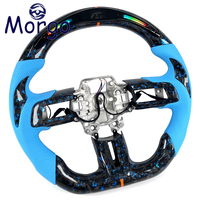 Setir Kemudi LED Serat Karbon Forged Biru Berkualitas Tinggi Khusus untuk Ford Mustang GT/GT500/GT350 2015-2023