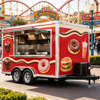 Remorque de restauration rapide carrée personnalisée, chariot de cuisine mobile, concession mobile remorquable pour desserts et biscuits