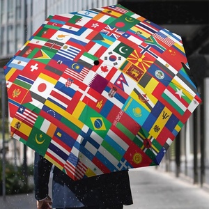 Parapluie pliant manuel et automatique compact avec logo imprimé, idéal pour la pluie et le soleil, avec motifs des drapeaux des pays du monde - Product Image 6