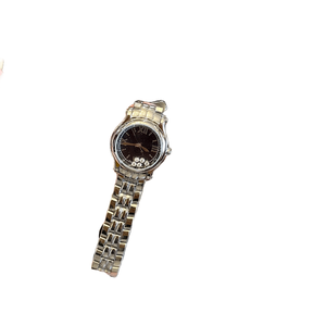 Montre à quartz pour femme avec bracelet en métal bicolore, cadran noir, pierres décoratives, montre-bracelet élégante et décontractée Chopards - Product Image 6