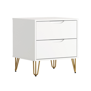 White Nightstand With Gold Hairpin Legs <b>Storage</b> <b>Drawer</b> Cabinet <b>For</b> Bedroom - Product Image 5