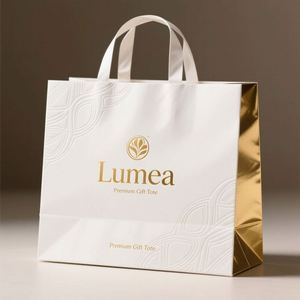 Custom Embossed Gold Stamping <b>Paper</b> Bags <b>Made</b> From White Cardboard for Elegant Gift Packaging - Product Image 1