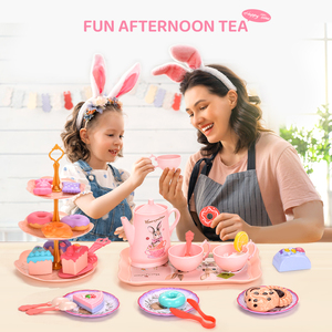 Set da Tè Pomeridiano per Bambine, Gioco di Cucina in Plastica, Giocattolo Simulazione Cibo, Piatto di Dessert, <span class=keywords><strong>Torta</strong></span>, Regalo per Bambini - Product Image 3