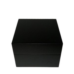 Luxurious Square Black Wood Single Watch <strong>Box</strong> With Hinged Lid - Product Image 4