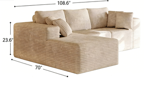 Juego de Sofás Seccionales en Forma de L, Tapicería de Tela Texturizada, Diseño Moderno, Cojines Cómodos para Sala de Estar de Apartamento - Product Image 6