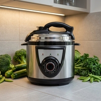 Cuisinière à pression électrique GB-PC506 6L 1000W, boîtier en acier inoxydable, cuve intérieure en fer-aluminium, usage commercial, commande mécanique