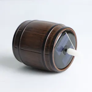 MTA1062 6Pcs Solar Simulation Wine Barrel Bullet Wick Tea Light LED Candle Old Color Wooden Barrel Candles for Bar Decoration