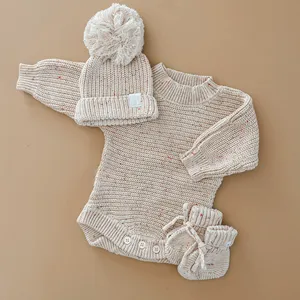 Newborn Autumn Knit Cute Jumpsuit Infant Fashion Solid Color Romper Baby Girl Casual Clothes Custom Playsuit