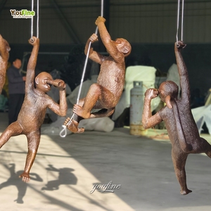 YOUFINE実物大鋳造ブロンズ真鍮吊り猿像彫刻 - Product Image 2