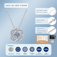Pendentif en moissanite blanche sur chaîne en argent sterling pour femme, bijoux de mode en solde