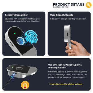 Serrure d'armoire à empreintes digitales intelligente biométrique sans clé tiroir caché serrure de garde-robe sécurité serrure électrique meubles en bois pour bureau - Product Image 3