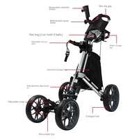 Chariot de golf électrique à quatre roues en alliage d'aluminium avec batterie au plomb pliable 10 km/h Vitesse maximale 30-50km Portée