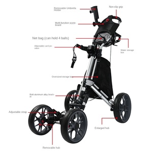 Elektrische golftrolley van aluminiumlegering met vier wielen, opvouwbaar ontwerp, loodzuurbatterij, max. snelheid 10 km/u, bereik 30-50 km - Product Image 2