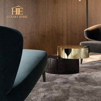 Table basse moderne de luxe convertible en acier inoxydable pour salon et table centrale ronde élégante