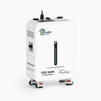 Système de stockage d'énergie tout-en-un empilable 5 kWh 6200 W avec batterie LiFePO4, onduleur à onde sinusoïdale pure, station d'alimentation solaire hybride de secours