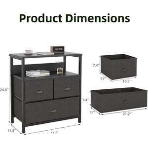 Sky-Touch 3 vải ngăn kéo đầu giường lưu trữ đơn vị ngực cho nhà phòng khách phòng ngủ lối vào hoặc phòng tắm với kệ - Product Image 5