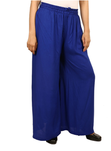 Compre Pantalones Palazzo Azules de Rayón Sólido, Talla Única, Estilo Flare, para Uso Diario Informal y Étnico, para Mujer, de Exportadores Indios - Product Image 6