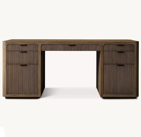 Bureau ergonomique en bois massif Cambria avec tiroir, bureau d'écriture en chêne américain pour la maison ou l'utilisation informatique