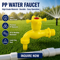 Robinet d'eau en PP jaune de Chine à poignée croisée, Robinet de puisage en plastique anti-corrosion pour l'irrigation, l'agriculture domestique et l'aquaculture, Vente en gros OEM