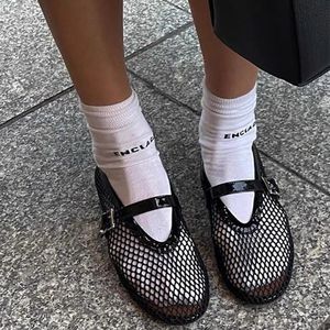 QuiteS 2026 Nuove <span class=keywords><strong>Scarpe</strong></span> Casual da Donna in Pelle con Rete Traforata, Fibbia in Pelle, Slip-On a Strato Singolo, Suola Piatta, Moda - Product Image 1