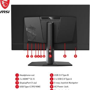 MSI MPG 321URX Monitor de Juegos 4K UHD de 31,5 pulgadas, 3840x2160 Panel OLED de puntos cuánticos, 240Hz/0,03 ms, 99%, color negro - Product Image 6