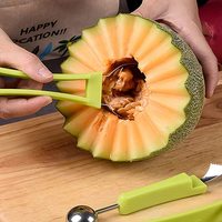 Rvs Fruit Vleesmes Drie Stuk Fruit Multifunctionele Fruit Graven Bal Lepel 3-In-1 Meloen Baller Scoop
