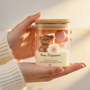 Bougie parfumée en verre en forme d'ours mignon avec couvercle en bambou, bougie d'aromathérapie, décoration d'intérieur et cadeau d'anniversaire pour enfants et femmes - Product Image 2