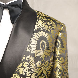 MTM Smoking de luxe à revers châle pour marié, tailleur, <span class=keywords><strong>costume</strong></span> de mariage pour <span class=keywords><strong>homme</strong></span>, suite de smoking dorée de style <span class=keywords><strong>baroque</strong></span> pour <span class=keywords><strong>homme</strong></span> - Product Image 2