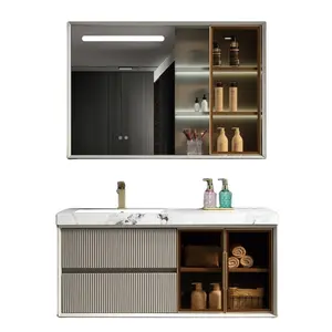 Luxury Single Basin Vanity Sink PVC Storage Bathroom Cabinet With Countertop Hand Wash Basin Sink