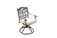 Fauteuil pivotant élégant en aluminium blanc avec un design en spirale, parfait pour la décoration de jardin et de bord de piscine, en vente