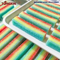 TONGXIN Vente en gros Bonbons gélifiés arc-en-ciel multicouches, friandise moelleuse enrobée de sucre, dessert de fête, buffet, cadeau, en vrac, OEM, pack de snacks halal
