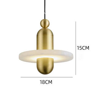 <span class=keywords><strong>Lampadario</strong></span> Moderno di Lusso in Alabastro da 18CM, Lampada LED a Doppia Ape per Soggiorno, Piccolo <span class=keywords><strong>Lampadario</strong></span> in Marmo Naturale - Product Image 3