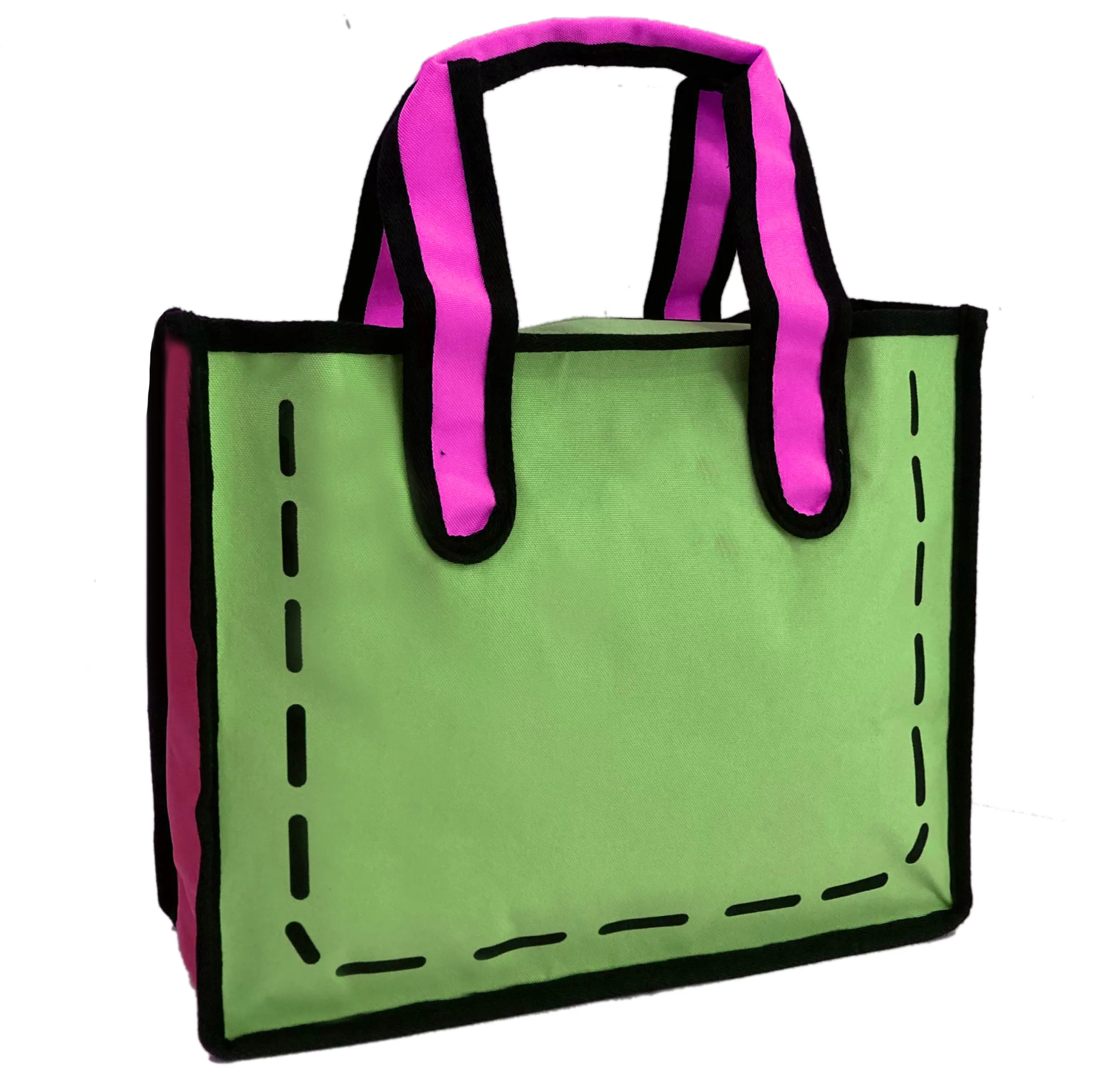 Costom 2023 nuevo estilo 2D gran capacidad 2D dibujo bolsas de compras bolsos de dibujos animados cómic 3D bolsa de lona