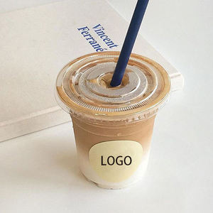 Gobelet jetable en PET de 400 ml (14 oz) avec couvercle, transparent, 98 mm, personnalisable avec logo/sérigraphie pour café froid, bubble tea et jus - Product Image 2