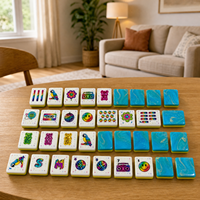 Meilleures ventes : Ensemble de tuiles de Mahjong américain bleu, édition classique de luxe 90e anniversaire, pour fêtes en plein air et jeux de rue, OEM
