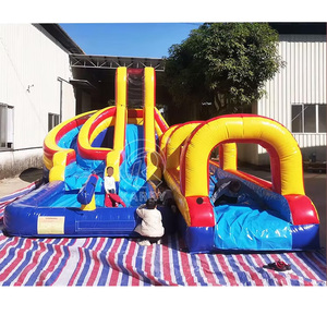 Nhà sản xuất chuyên nghiệp PVC chất liệu Inflatable trượt N trượt công viên nước Inflatable Ba làn đường trượt nước với hồ bơi cho trẻ em - Product Image 6