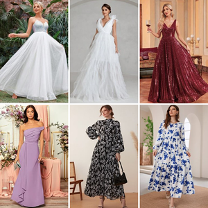 Vente directe d'usine, robe en mousseline d'été, impression numérique, robe longue tendance, grande taille, robe décontractée pour femmes - Product Image 3