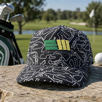 Casquette de golf 6 panneaux réglable en silicone, personnalisable, haute qualité, faible MOQ, broderie, visière plate, respirante, durable, légère, unisexe, motif à pois